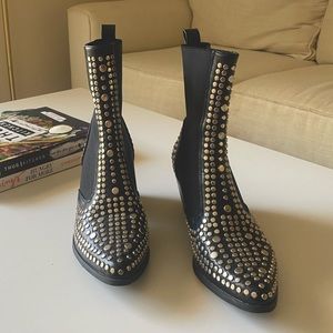 Black studded cowboy booties